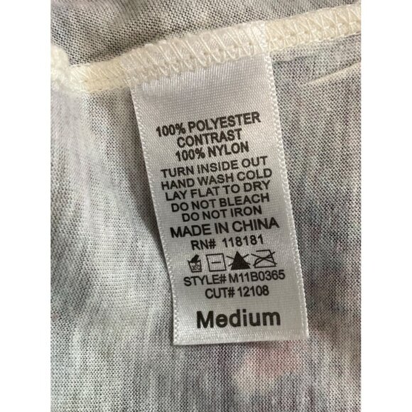 B.L.E.U. Womens Size Medium Floral Embellished Short Sleeve T-shirt Lace Sleeve - Picture 8 of 8